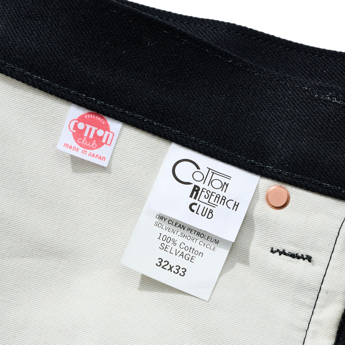 COTTON RESEARCH CLUB SELVAGE BLACK DENIM JEANS BLACK