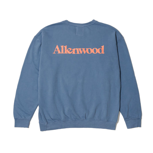 ALLENWOOD GARMENT DYED CREW SWEAT BLUE JEAN