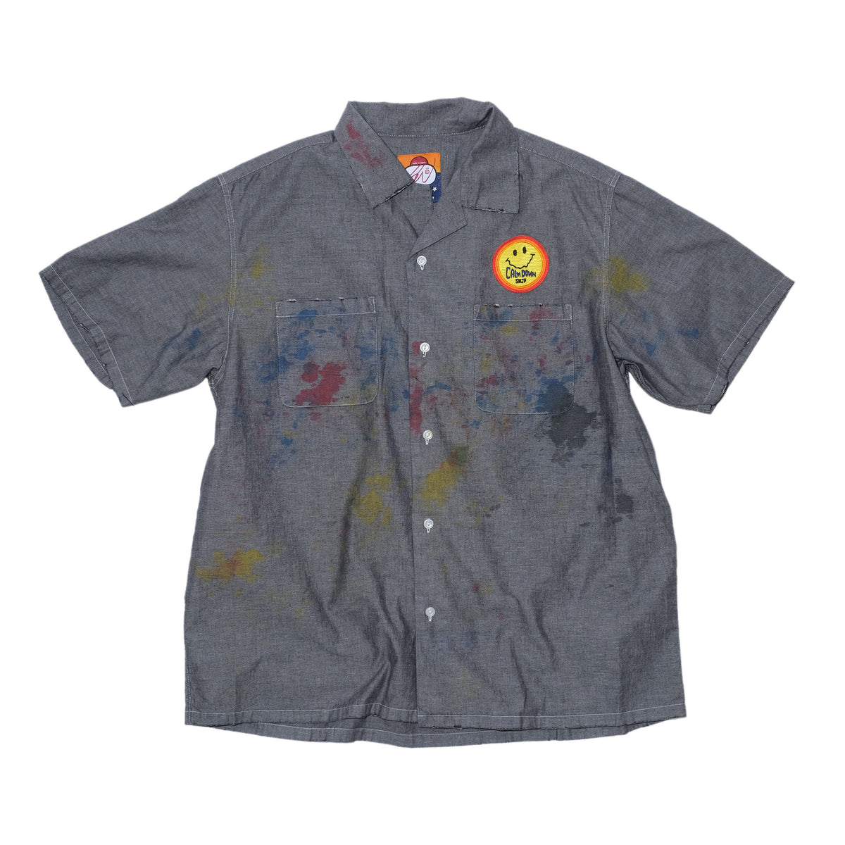 SWJP WRITERS BLOCK CHAMBRAY SHIRT W/ PAINT BLACK