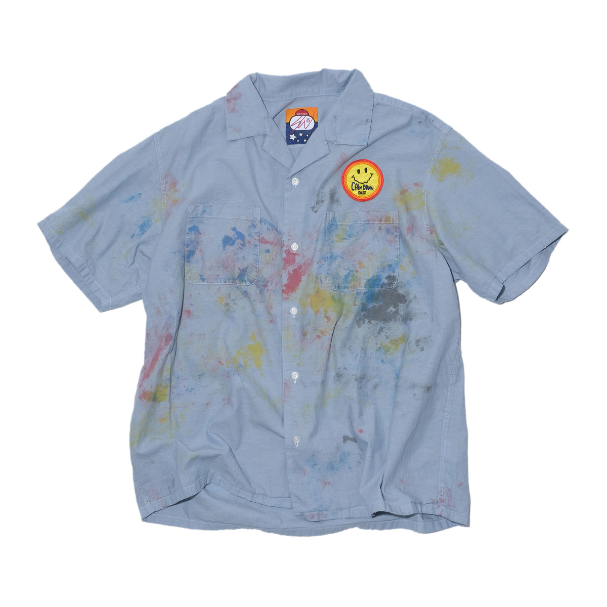 SWJP WRITERS BLOCK CHAMBRAY SHIRT W/ PAINT BLUE