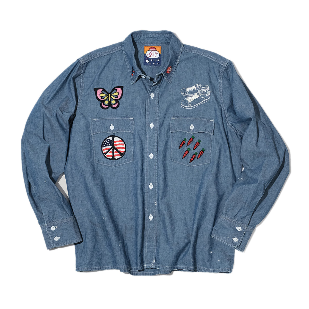 SWJP EMBROIDERY CHAMBRAY SHIRTS BLUE