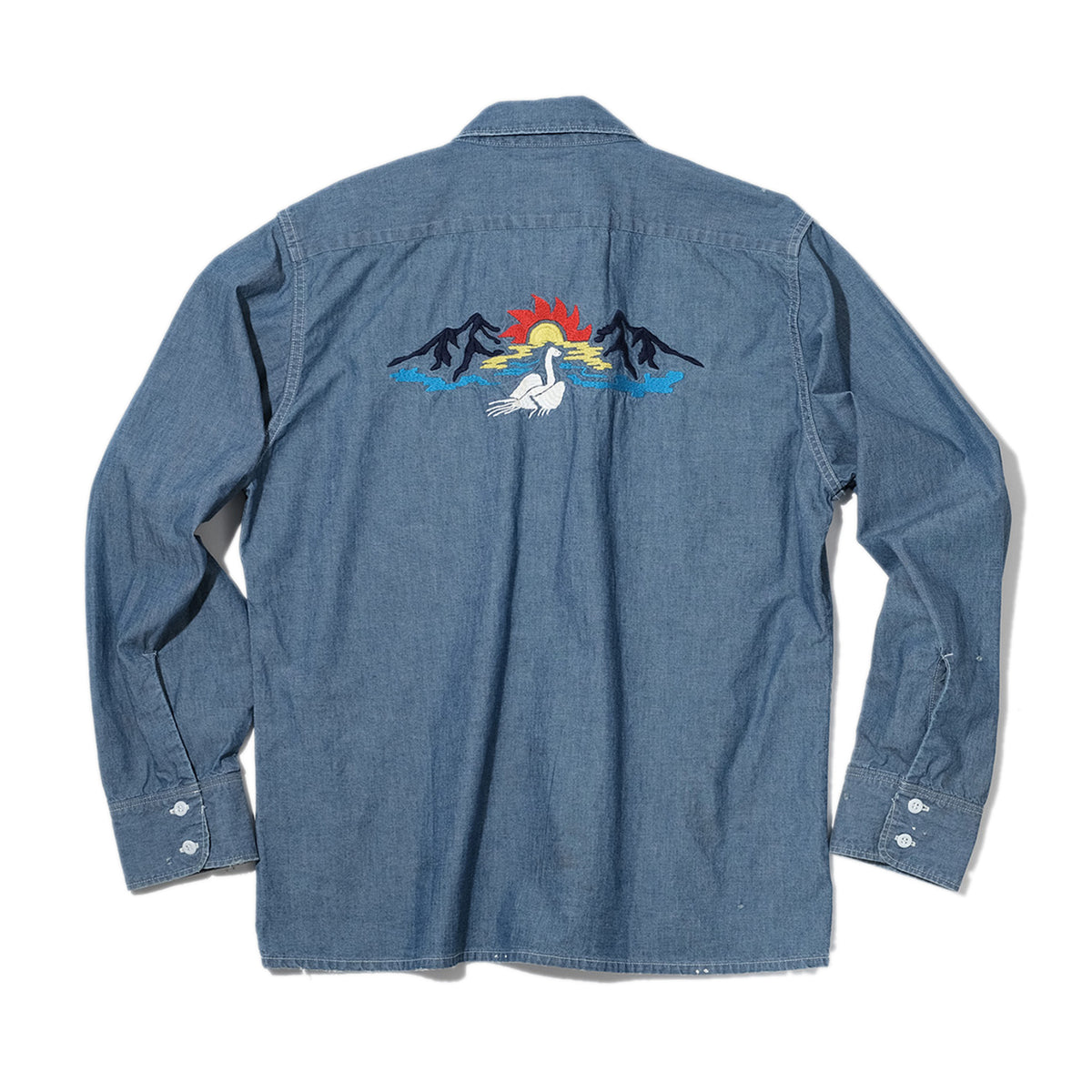 SWJP EMBROIDERY CHAMBRAY SHIRTS BLUE