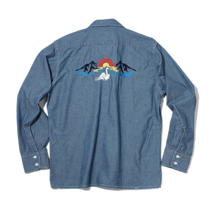 SWJP EMBROIDERY CHAMBRAY SHIRTS BLUE