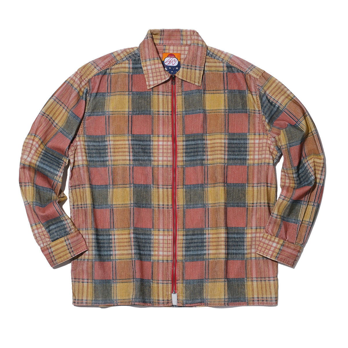 SWJP CORDUROY PLAID ZIP UP SHIRT MULTI