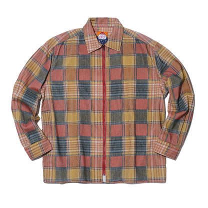 SWJP CORDUROY PLAID ZIP UP SHIRT MULTI