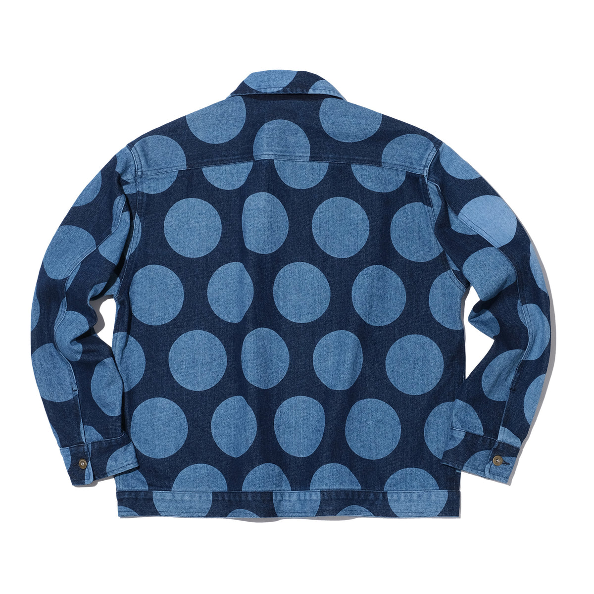 SWJP POLKA DOTS PATTERN DENIM JACKET BLUE