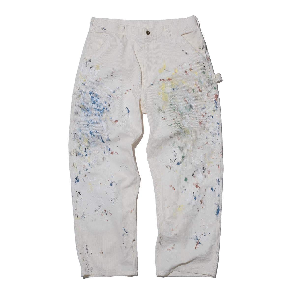 SWJP CORDUROY CARPENTER PAINTED PANTS WHITE