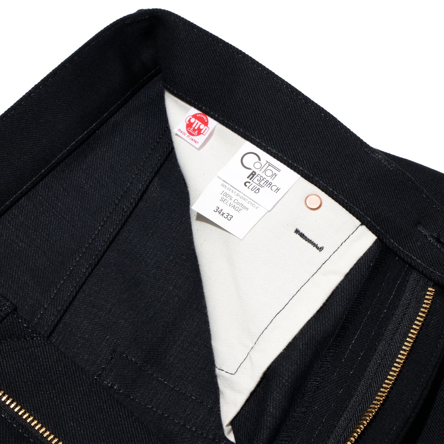 COTTON RESEARCH CLUB SELVAGE BLACK DENIM JEANS BLACK