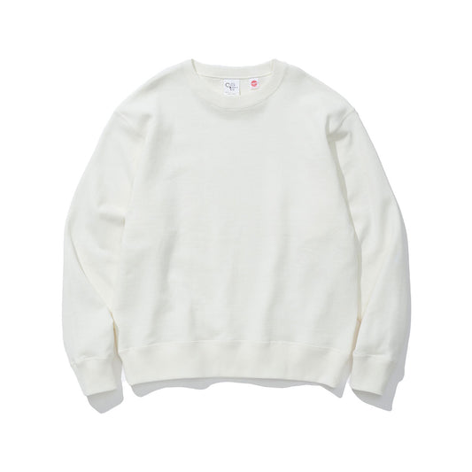 COTTON RESEARCH CLUB LOOPWHEEL TERRY CREW NECK WHITE